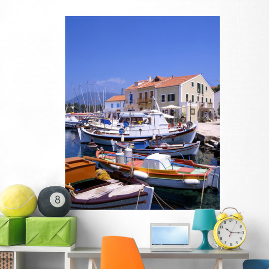 The harbour at Fiskardo on the greek island of Kefalonia Wall Mural