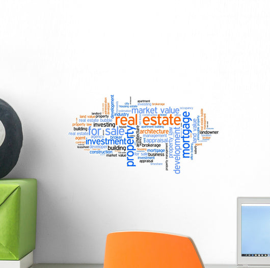 Real estete tag cloud - world cloud concept Wall Mural