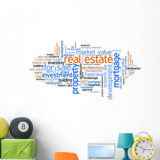 Real estete tag cloud - world cloud concept Wall Mural