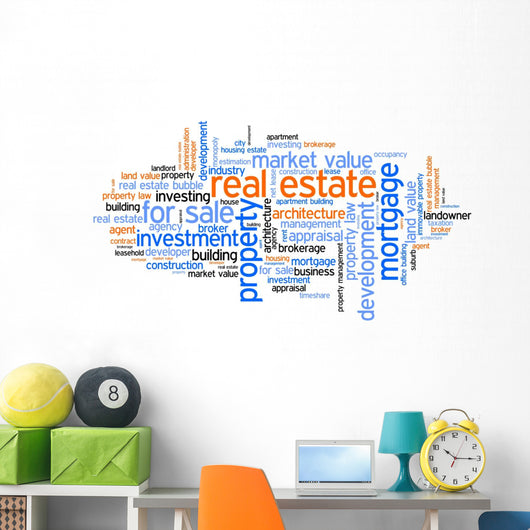 Real estete tag cloud - world cloud concept Wall Mural