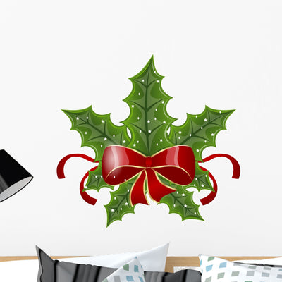 Christmas Berries Holly Wall Decal shown on a wall