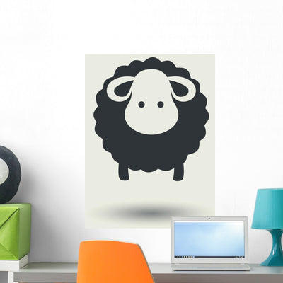 Sheep Icon. Wall Decal shown on a wall