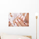 Beautiful woman's nails with french manicure. Wall Mural