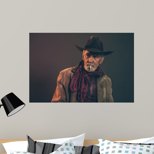 Old Rough Western Cowboy Wall Decal