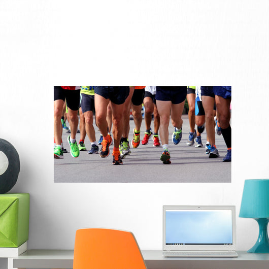 runners to race to the finish line of the marathon Wall Mural