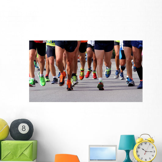 runners to race to the finish line of the marathon Wall Mural