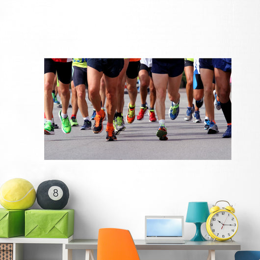 runners to race to the finish line of the marathon Wall Mural