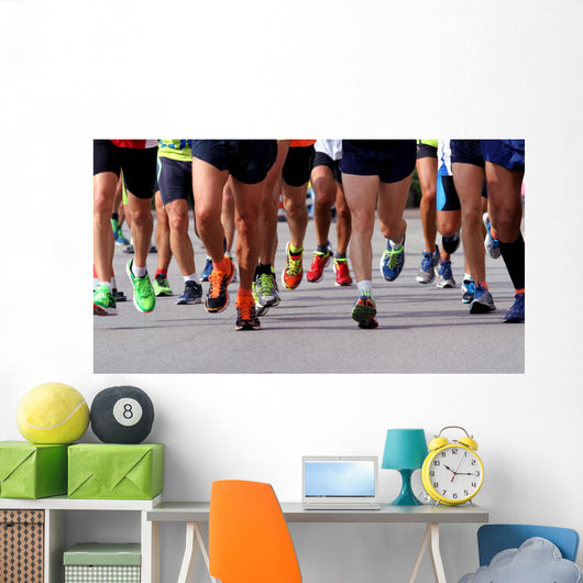 runners to race to the finish line of the marathon Wall Mural