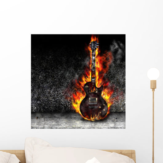 The burning guitar Wall Mural