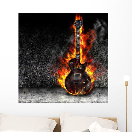 The burning guitar Wall Mural