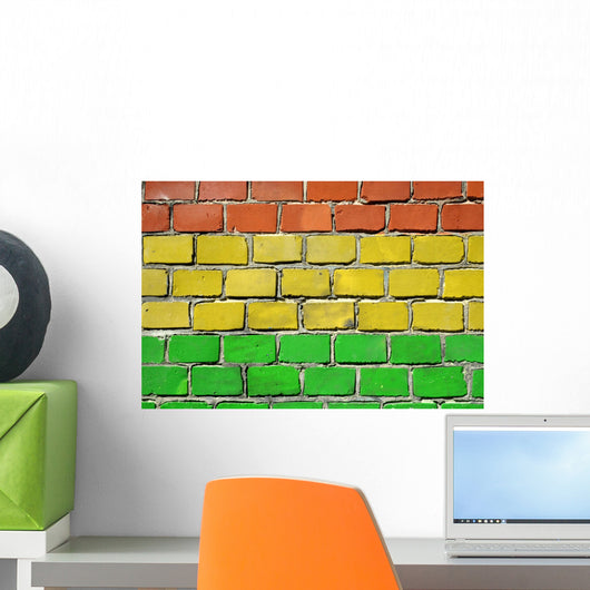 rasta flag on brick wall Wall Mural