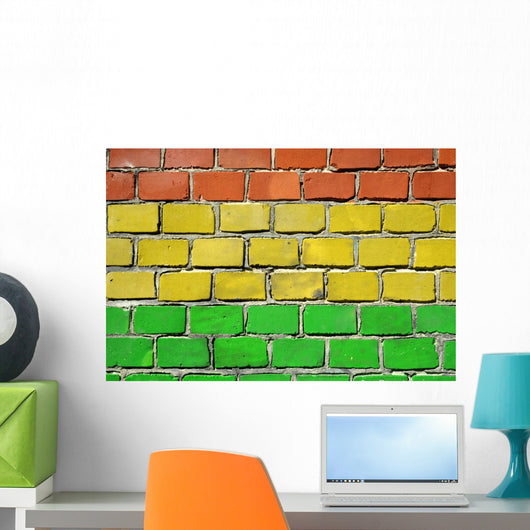 rasta flag on brick wall Wall Mural