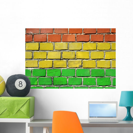 rasta flag on brick wall Wall Mural