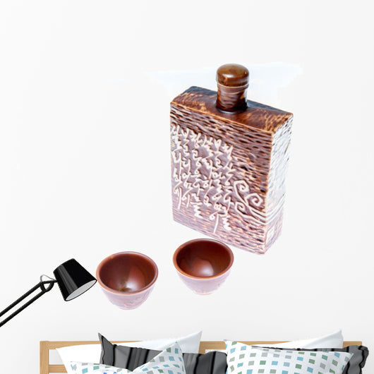 Soju decanter with two glasses Wall Decal