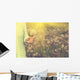 Woman with bunch of dandelion flowers in hand Wall Mural