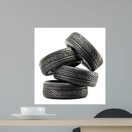 Four New Black Tires Wall Decal