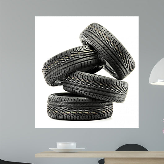 Four New Black Tires Wall Decal