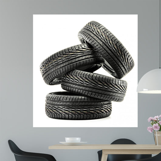 Four New Black Tires Wall Decal