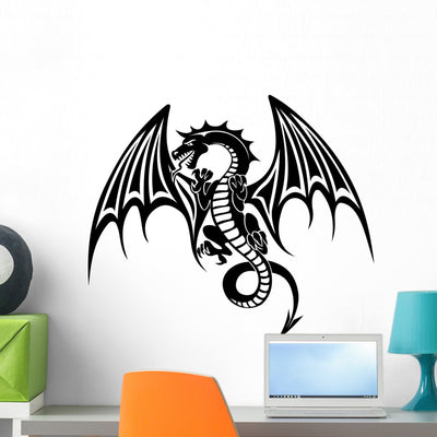 Black Dragon Wall Decal shown on a wall
