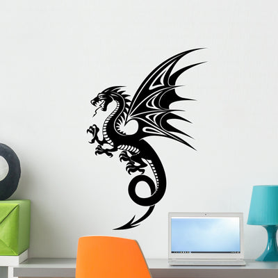 Black Dragon Wall Decal shown on a wall