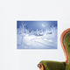 winter night landscape illustration, midnight is small village Wall Mural