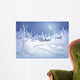 winter night landscape illustration, midnight is small village Wall Mural