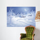 winter night landscape illustration, midnight is small village Wall Mural