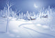 Winter Night Landscape Illustration, Midnight Is Small Village Wall Decal