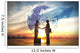 Two business man shake hand silhouettes city with global Wall Mural