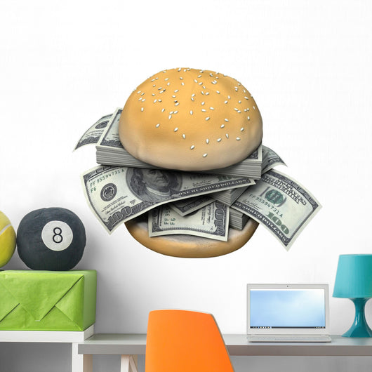 Hamburger with US money Wall Decal