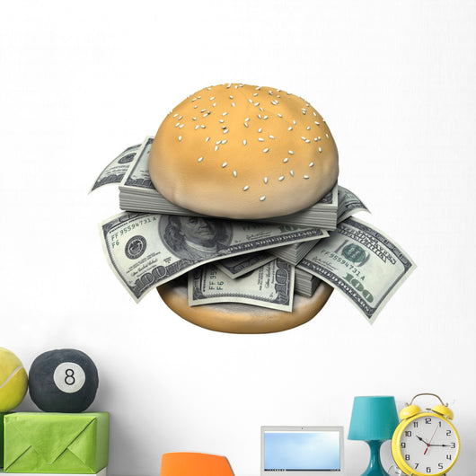 Hamburger with US money Wall Decal