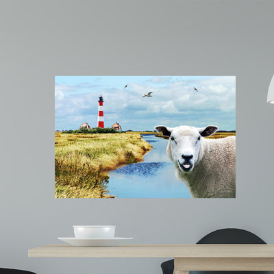 Freundliches Schaf Nordfriesland Wall Decal shown on a wall