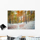 First snow in the mountain forest. Wall Mural