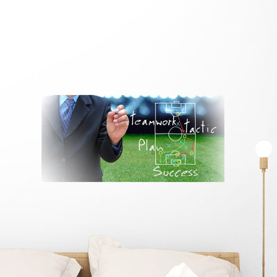 Plan Of Soccer Manager At Soccer Field Wall Decal shown on a wall
