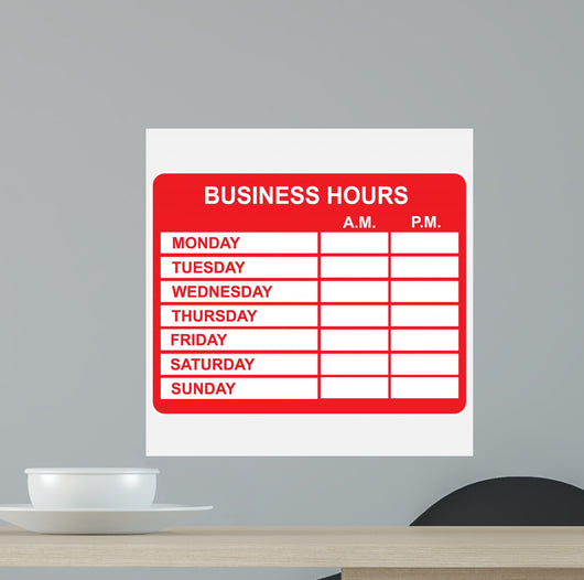 Business, Hours Wall Decal