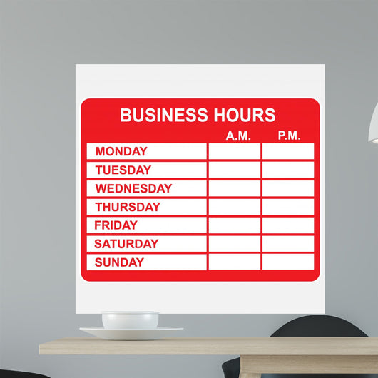 Business, Hours Wall Decal