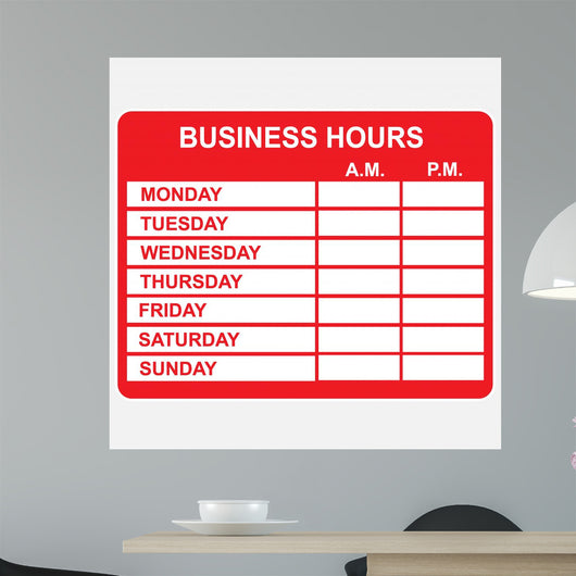 Business, Hours Wall Decal