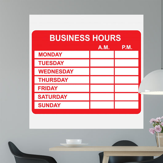 Business, Hours Wall Decal