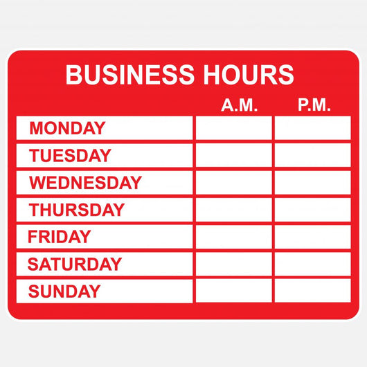 Business, Hours Wall Decal