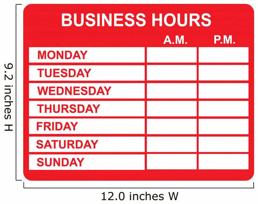 Business, Hours Wall Decal