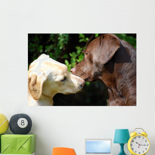 kissing dogs Wall Mural