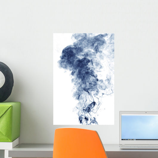 Blue smoke on White Wall Mural