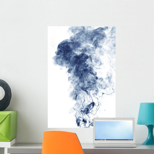 Blue smoke on White Wall Mural