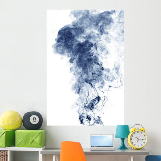 Blue smoke on White Wall Mural