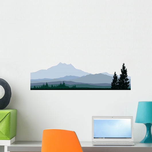 silhouette of coniferous forests for you design Wall Mural