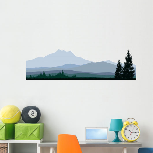 silhouette of coniferous forests for you design Wall Mural