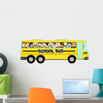 School Bus Trip Wall Decal shown on a wall