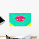 Close-up portrait of girl with green skin and pink lips Wall Mural