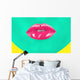 Close-up portrait of girl with green skin and pink lips Wall Mural