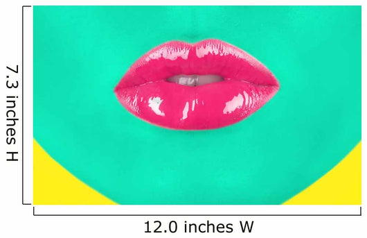 Close-up portrait of girl with green skin and pink lips Wall Mural